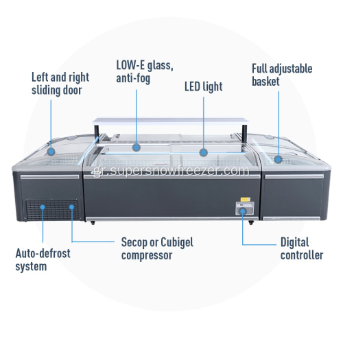 Combined auto defrost supermarket display freezer